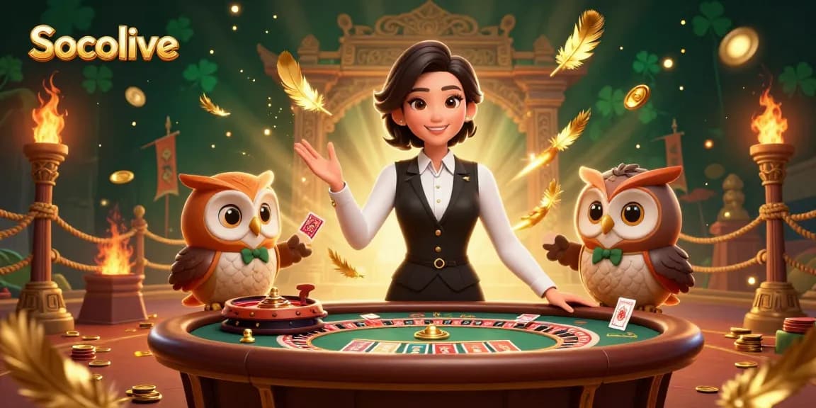 Socolive dealers manage thrilling baccarat and roulette games, creating vibrant casino atmosphere.