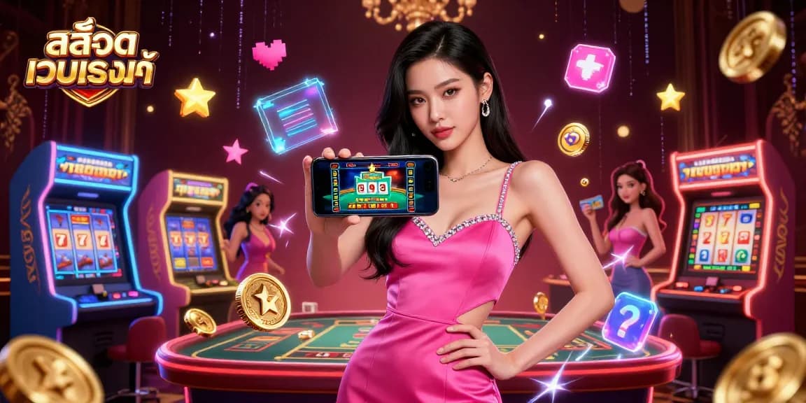 Experience the excitement of สล็อตเว็บตรงแท้ in this captivating casino illustration with a confident player engaging live!
