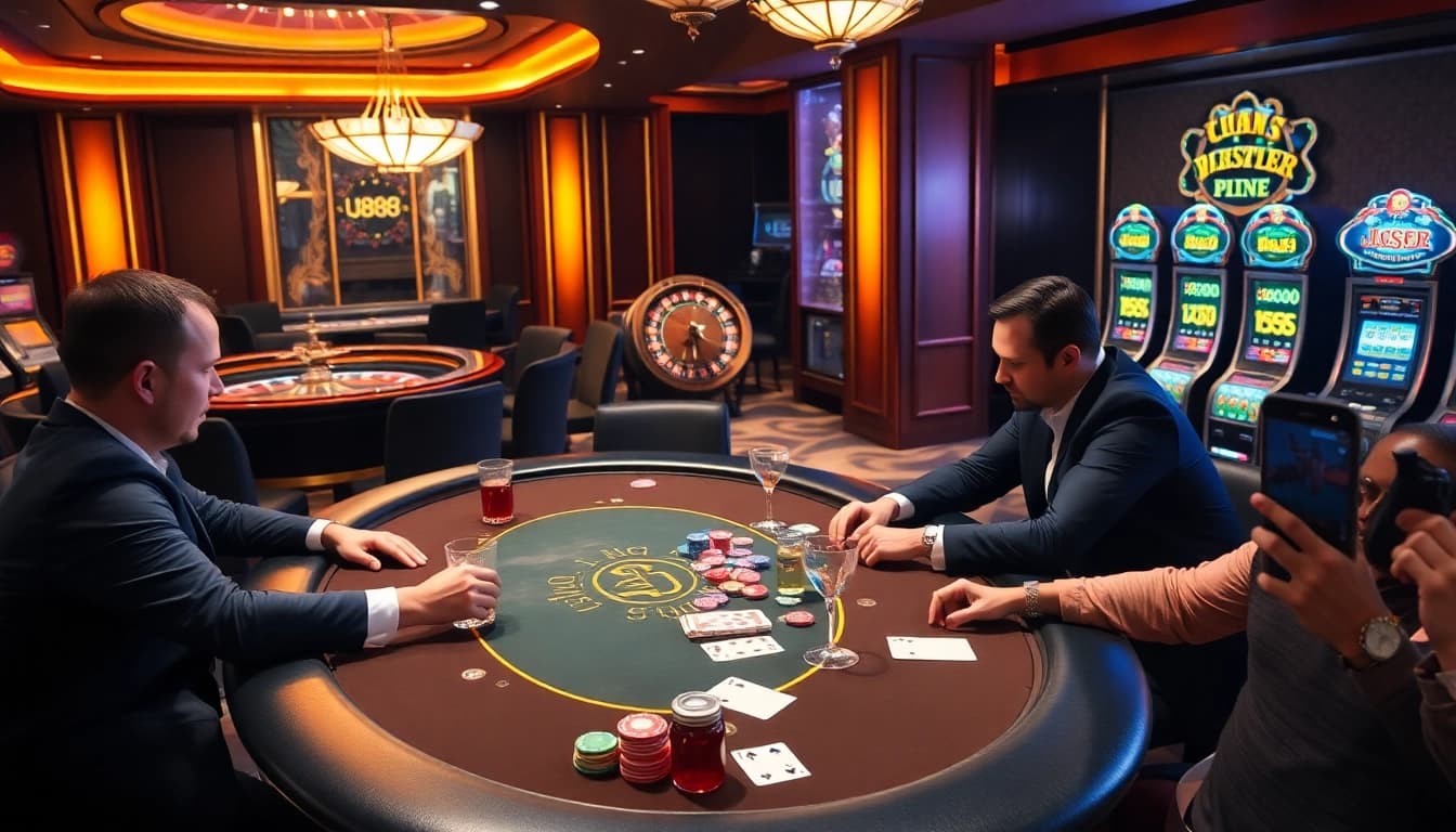 Experience high-stakes gaming at U888 with vibrant poker tables and thrilling casino action.