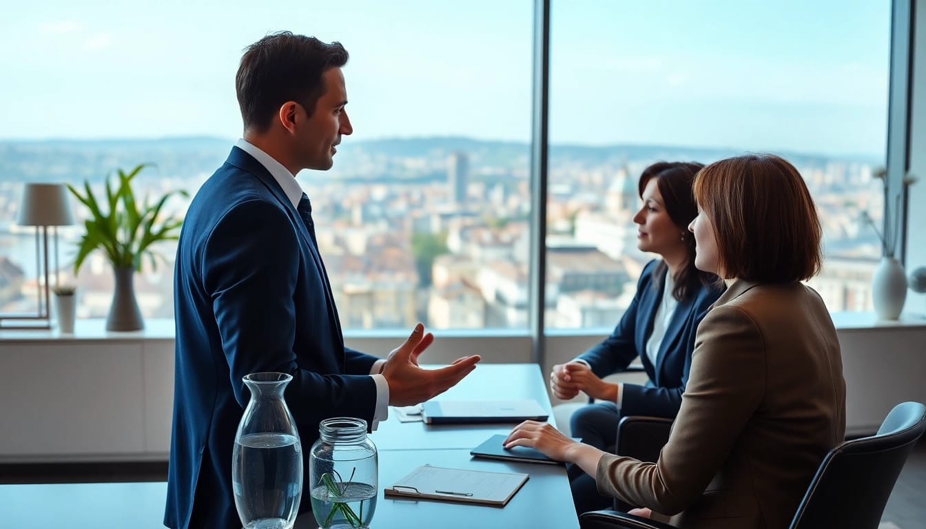 Arbeiten mit einem Headhunter Schweiz in einem modernen Büro, das Professionalität ausstrahlt.