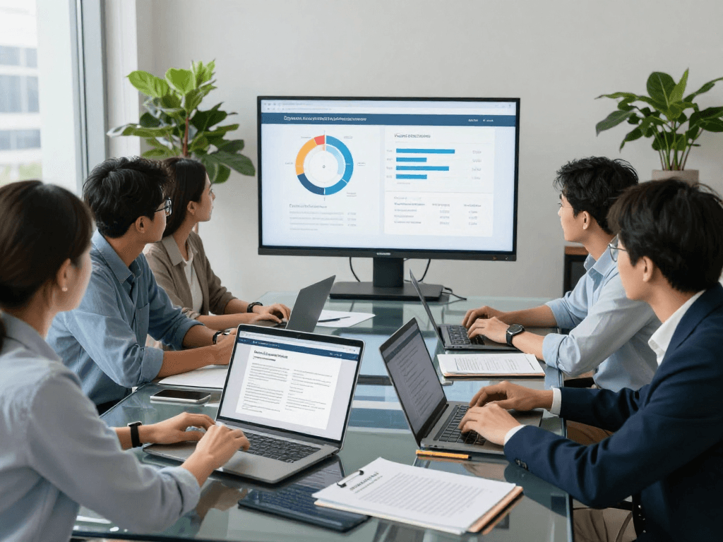 Barrierefreie und rechtssichere Webseiten Dienstleistung - Team arbeitet an der Gestaltung zugänglicher Webseiten.