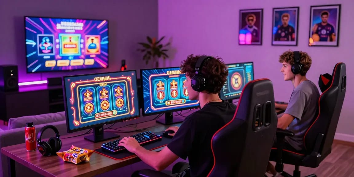 Exciting online gaming atmosphere featuring GEMWIN's vibrant casino games at https://gemwin.pics/ with enthusiastic players and engaging decor.