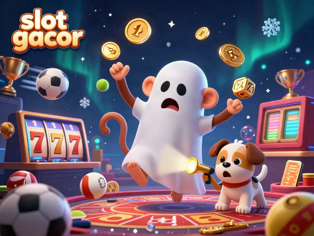 Experience slot gacor excitement as a mischievous monkey juggles golden thrills in a dynamic casino scene.