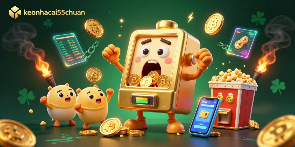 Engage in interactive play at keonhacai55chuan, featuring a winning slot machine celebrating its jackpot.