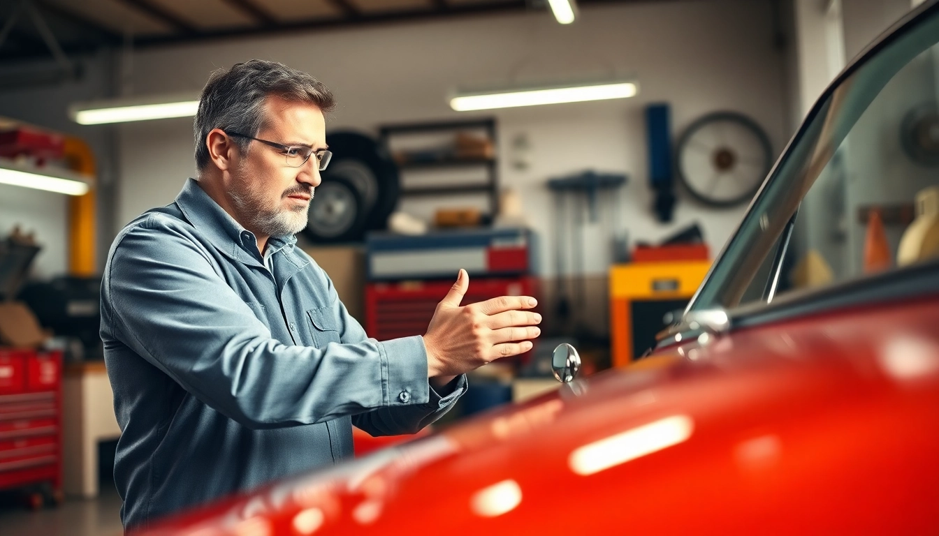 Oldtimer Gutachten, detail assessment of a classic car by an expert mechanic.