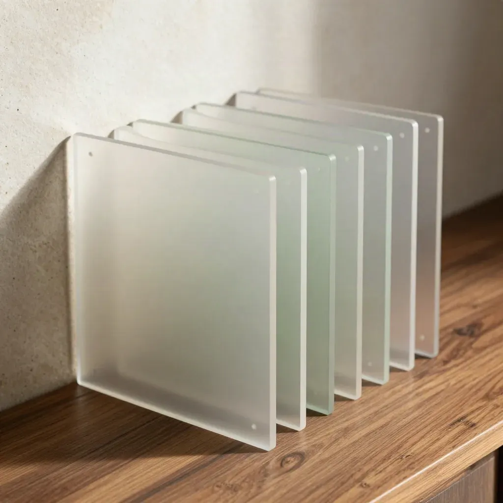 Transparente Wireframe-Karten und Klebepunkte auf einer eleganten Studio-Plinthe
