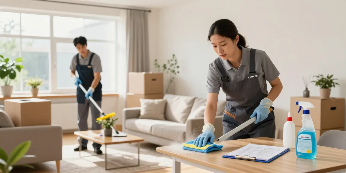 Expert umzugsreinigung bern services shown in a bright, clean home environment, showcasing professional cleaners at work.
