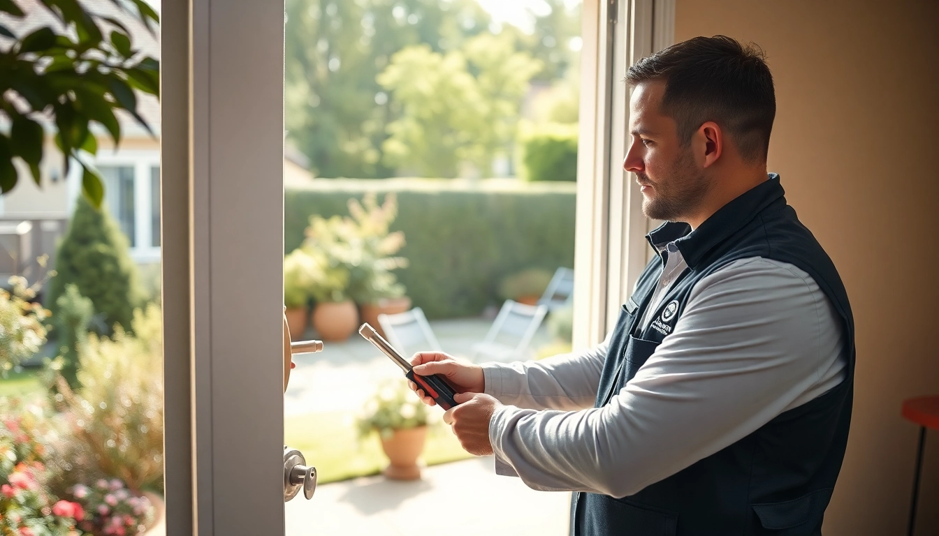 Wiesbadener Schlüsseldienst bietet schnelle Hilfe, während ein professioneller Schlüsseldienst die Tür eines Kunden öffnet.