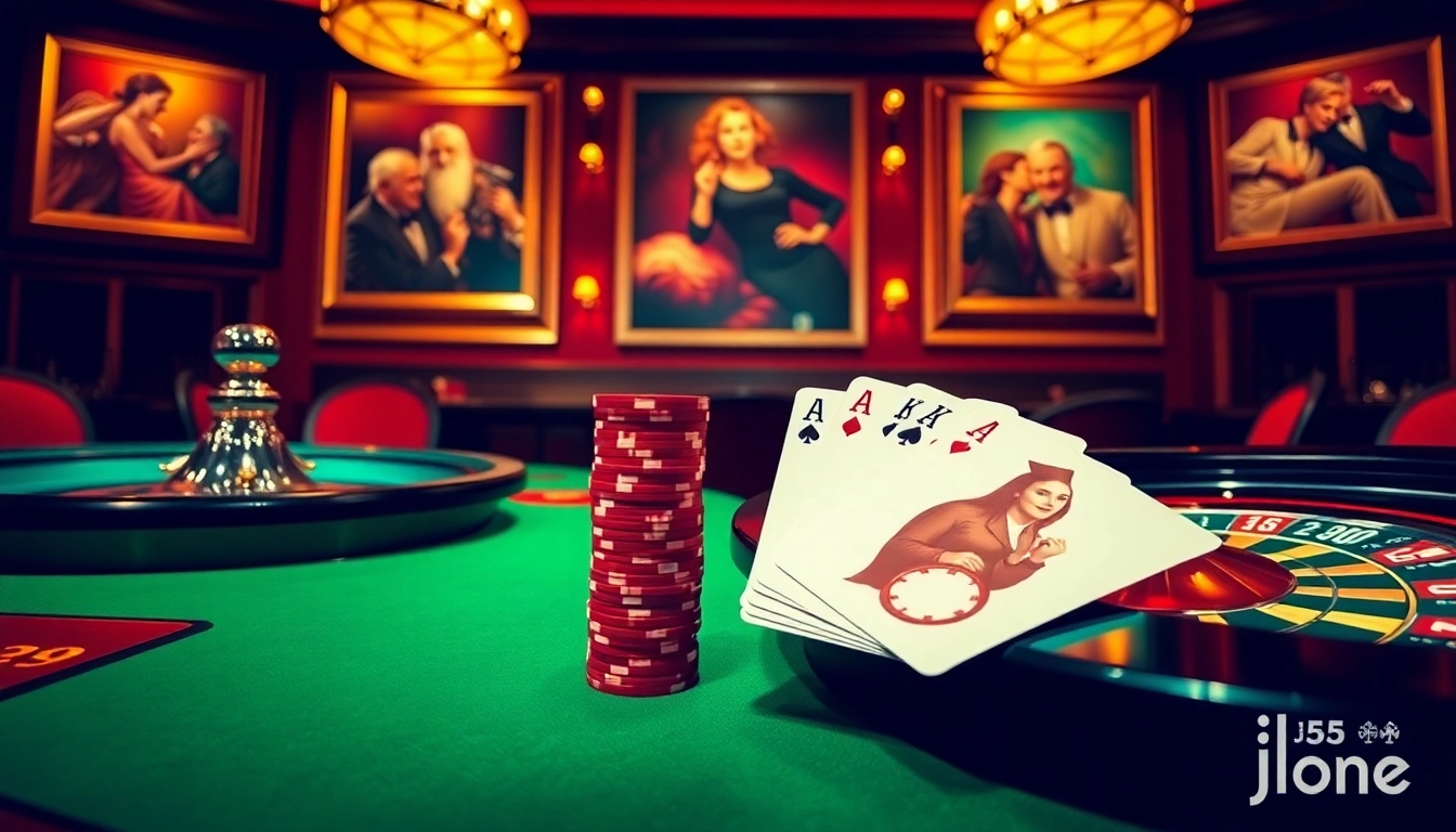Experience high-stakes gambling action with jl55 one at an elegant casino table.