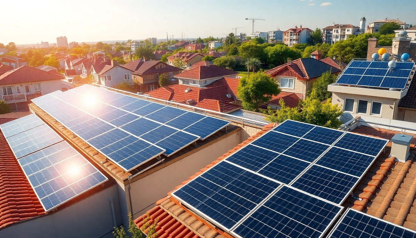 Visualisierung der Pv anlage kosten wien mit modernen Solarpanels auf einem Wohngebäude.