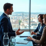 Arbeiten mit einem Headhunter Schweiz in einem modernen Büro, das Professionalität ausstrahlt.