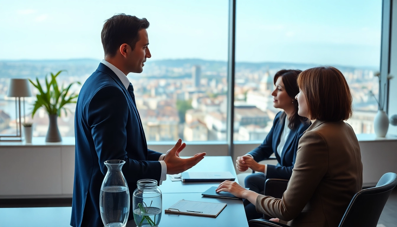 Arbeiten mit einem Headhunter Schweiz in einem modernen Büro, das Professionalität ausstrahlt.