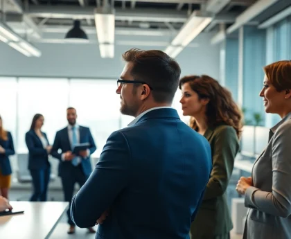 Headhunter IT arbeitet mit IT-Profis in einem modernen Büroumfeld zusammen