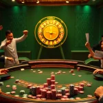 GK88 players enjoying an exciting blackjack game at a vibrant online casino.