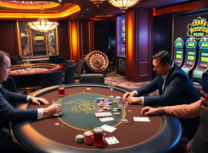 Experience high-stakes gaming at U888 with vibrant poker tables and thrilling casino action.