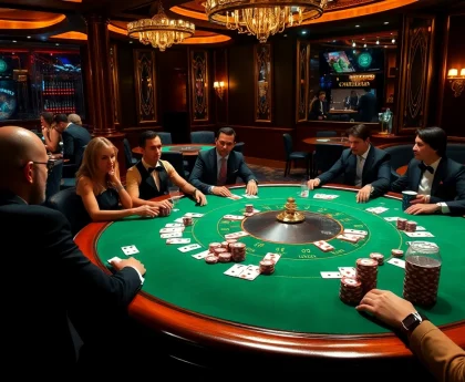 Experience the excitement of BDTK1 in a luxurious poker room with intense gameplay.