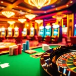 Experience the thrill of gamebaidoithuong with vibrant casino tables and spinning roulette wheels.