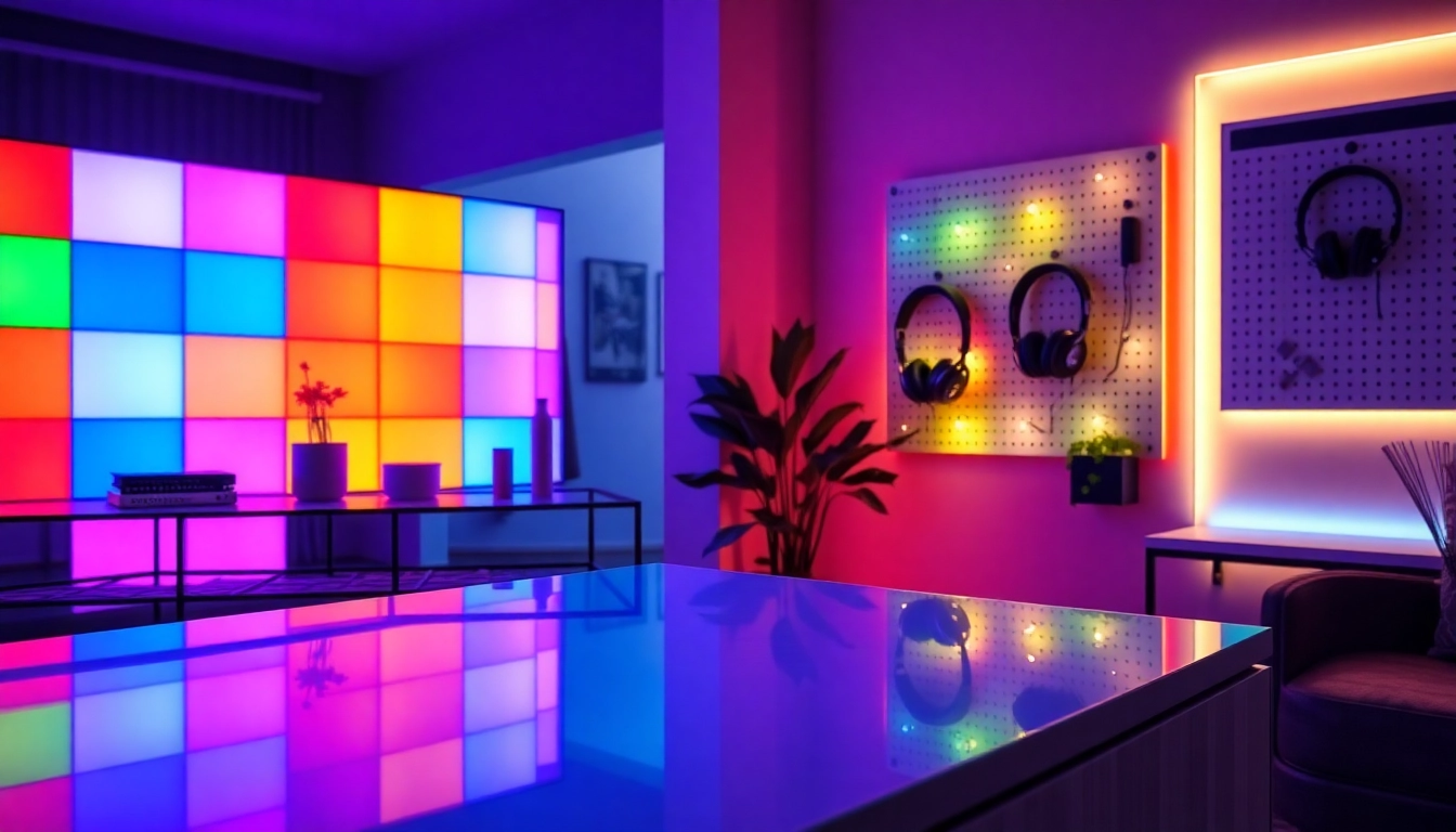 Nanoleaf Blocks Bewertung Deutsch - Atemberaubende RGB-Beleuchtungspanels, die in moderne Wohnkultur integriert sind.