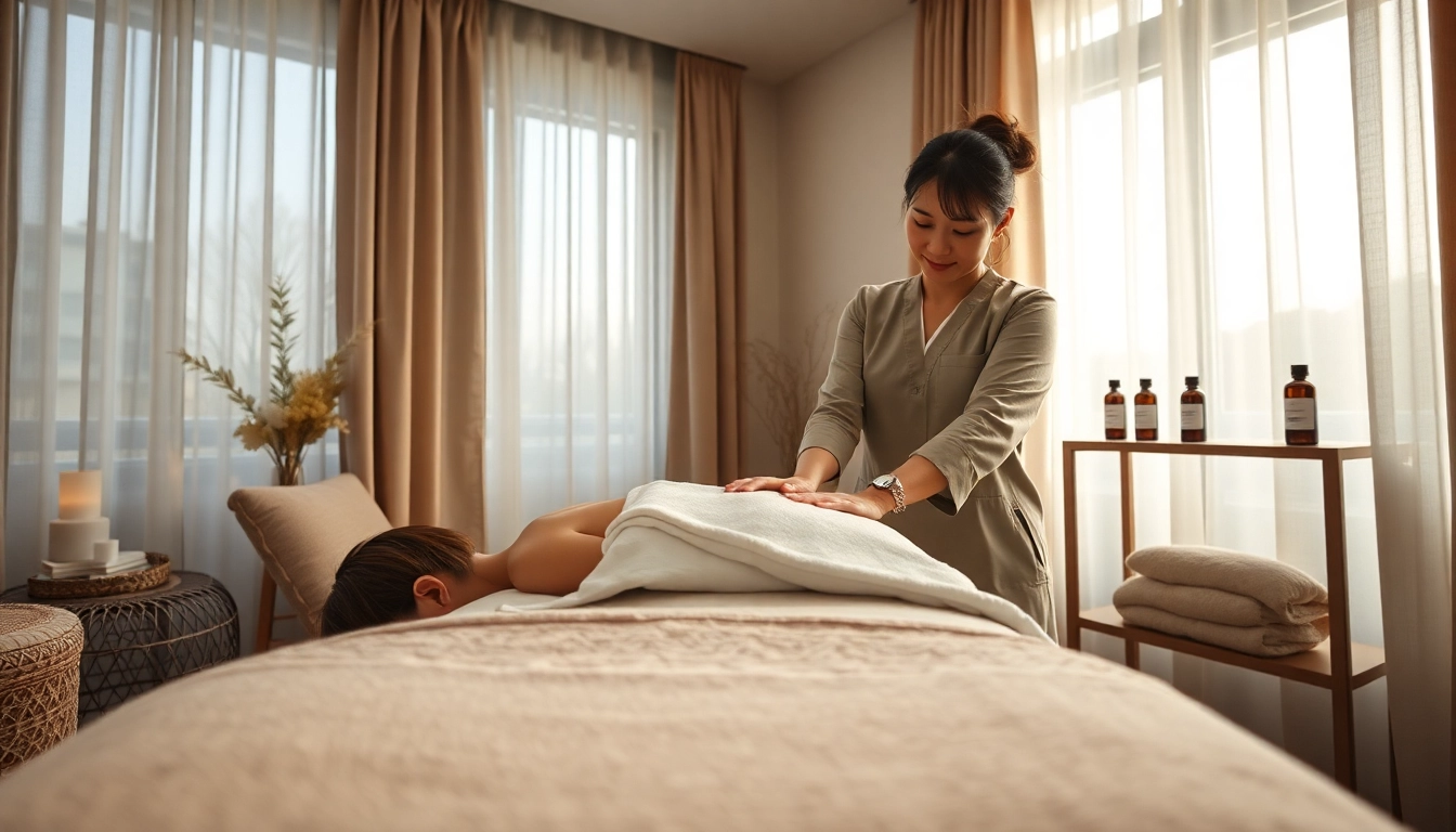 전문 치료사가 진행하는 편안한 홈 마사지 모습을 보여주는 평택 출장마사지 서비스