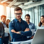 Headhunter Ingenieure beraten talentierte Ingenieure in einem modernen Büro, das Vertrauen und Zusammenarbeit fördert.