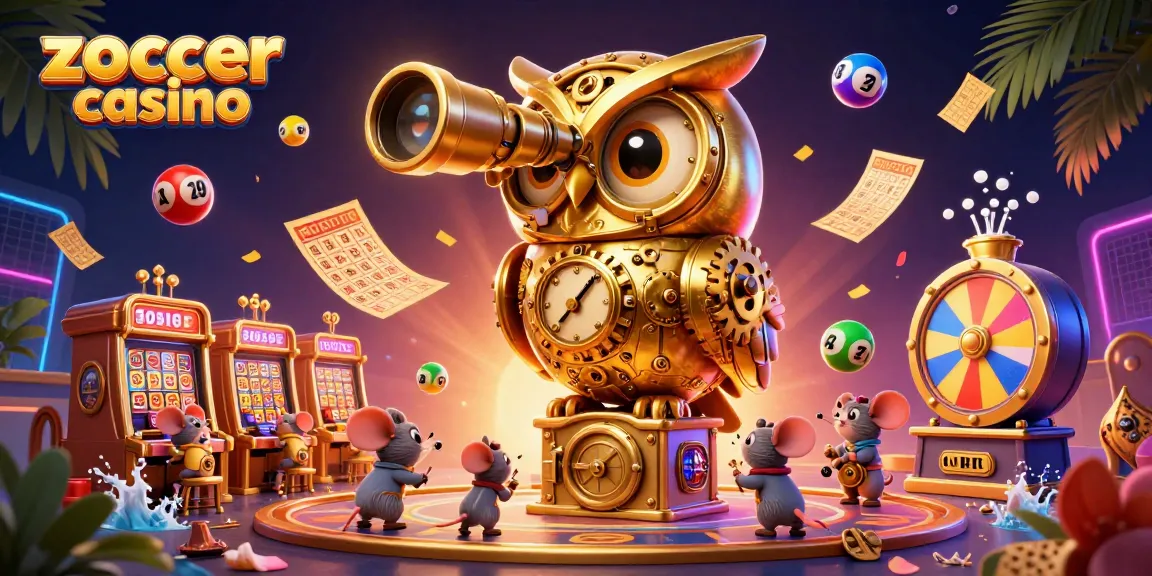 Experience the thrill of zoccer casino, featuring cartoon characters and vibrant gaming elements in a dynamic, lively casino environment.