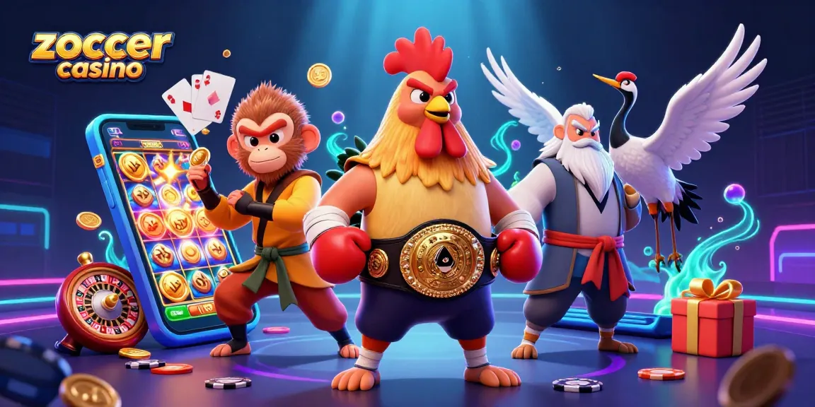 Zoccer casino showcases an exciting 3D casino scene with vibrant characters and dynamic gaming elements.